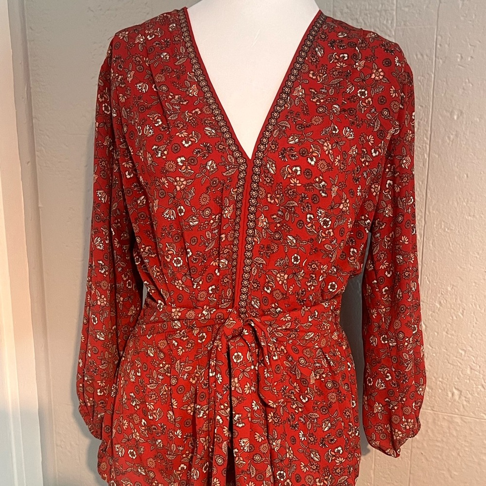 Max Studio Red Floral Blouse